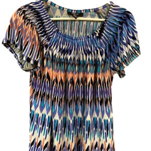Style Co Short Sleeve Scoop Neck Graphic Print Tunic Top Women Medium‎